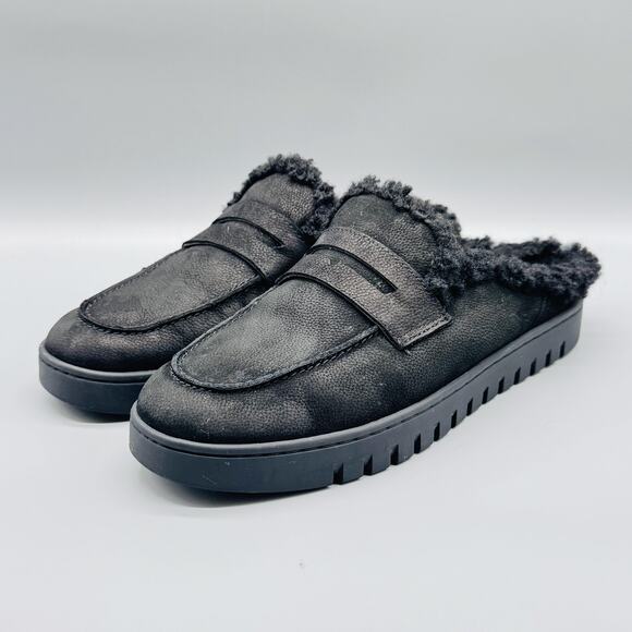 Vionic Shoes Womens 9 Black Faux Fur Uptown Mule Loafer Slip On Clogs Slippers - Picture 4 of 10